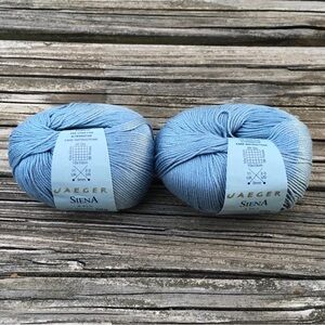Jaeger Siena 4 Ply Yarn 100% Cotton, Color 415 Lot 27I1, Lot of 2 Ball Skeins